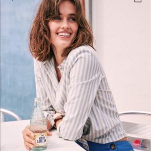 Sézane tomboy shirt ecru and blue stripes like new